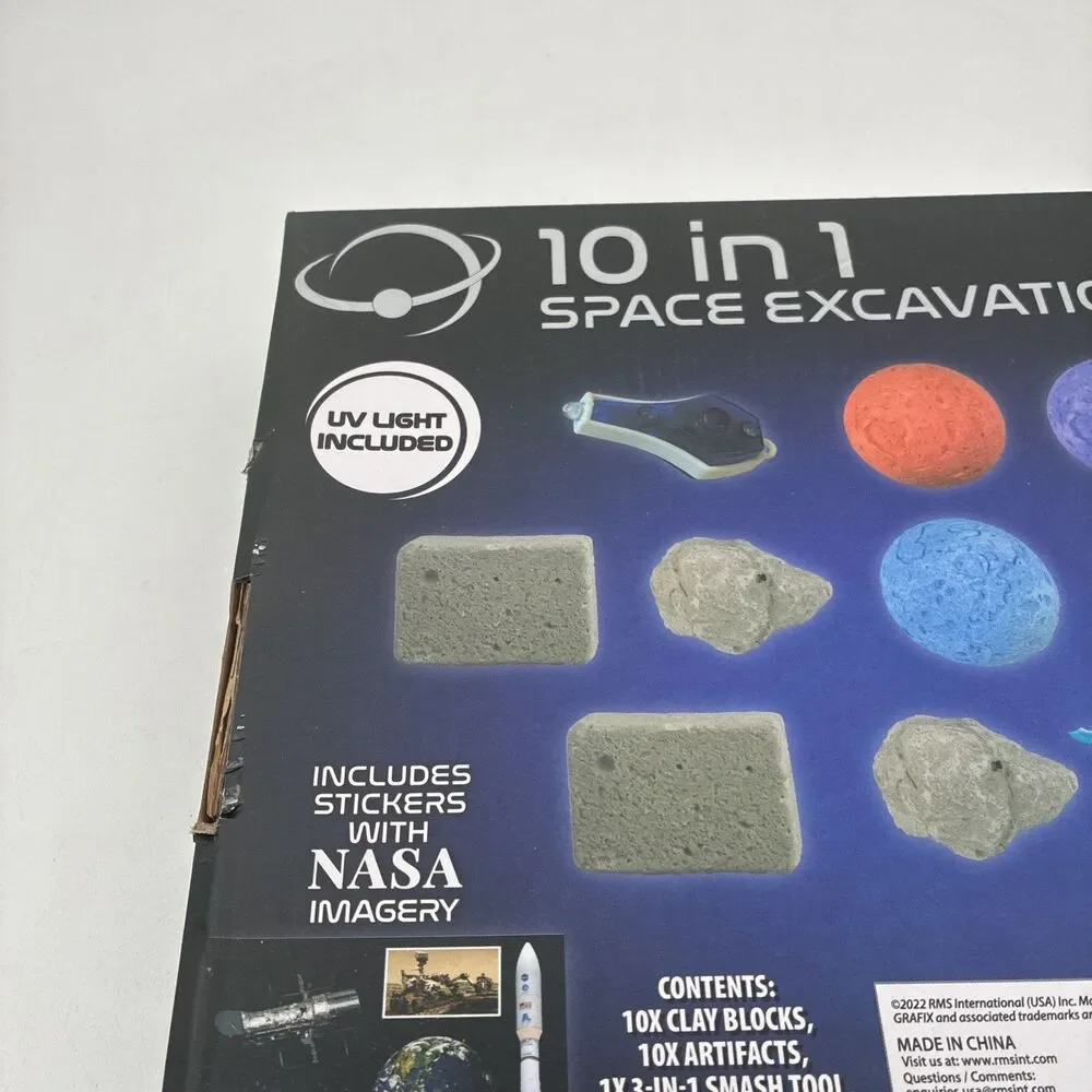 NEW 10-in-1 space excavation dig kit includes stickers with NASA IMAGERY & light